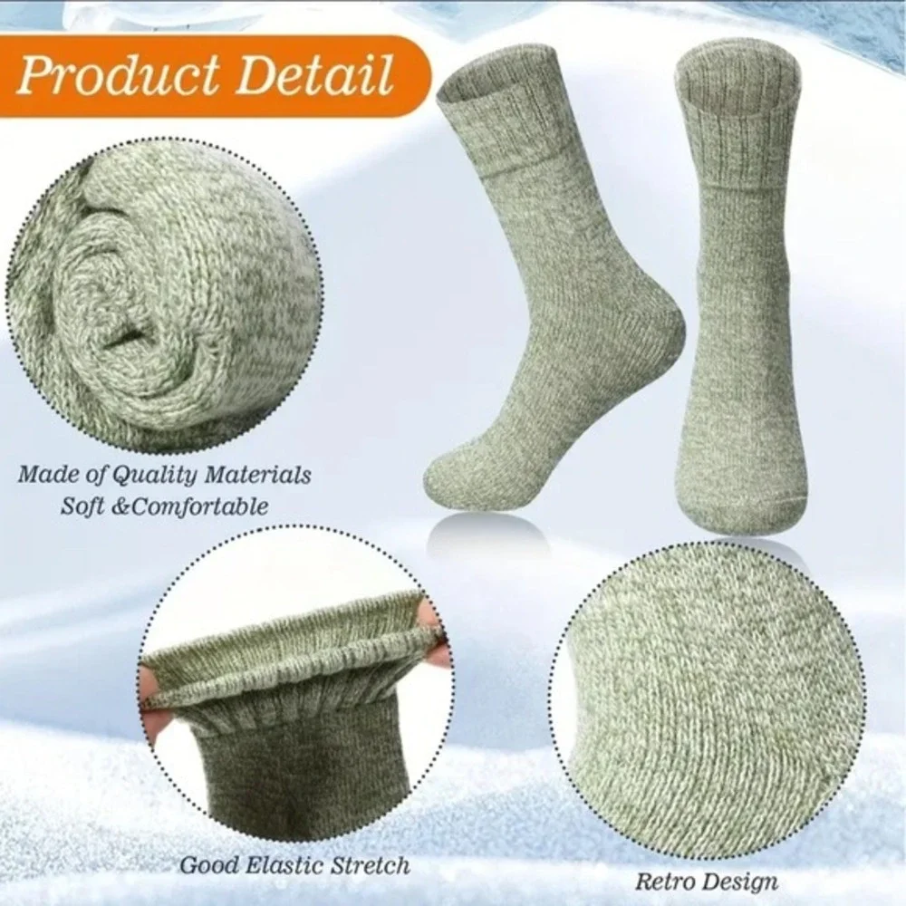 Womens Winter Fashion Warm Thick Wool Blend Dark Color Socks LARGE Colorfast 5pk